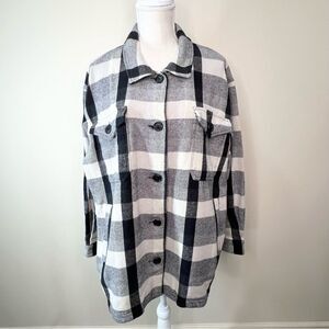 Lucky Brand Plaid Shacket Button Front Flannel Large